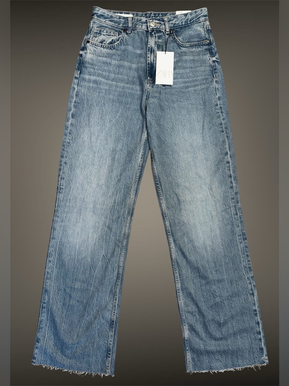 Zara TRF High-Rise Wide-Leg Full-Length Jeans size 8